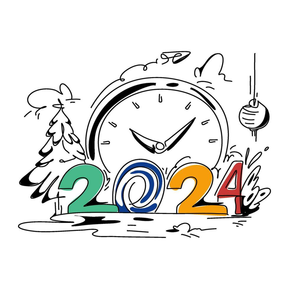 Happy New Year 2024 May this year be filled with joy, happiness, and success. Wishing everyone all the best in the upcoming year vector