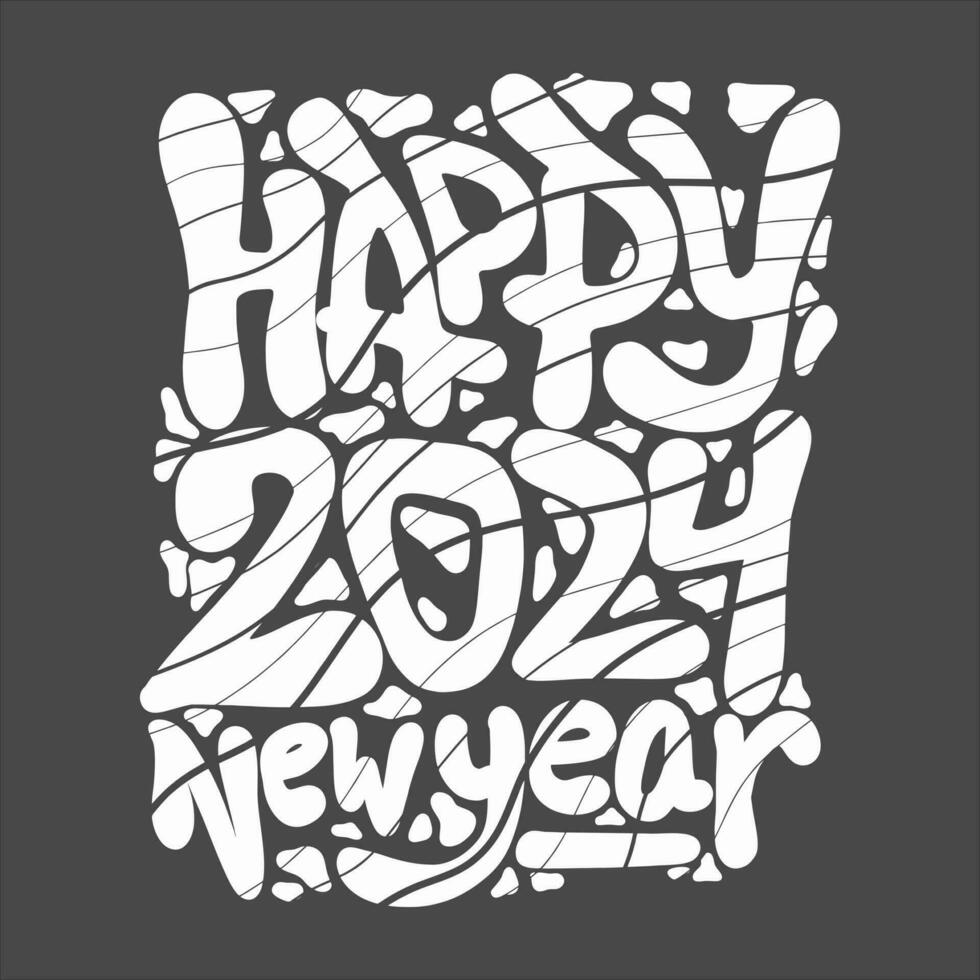 2024 Happy New Year , Typography Text vector