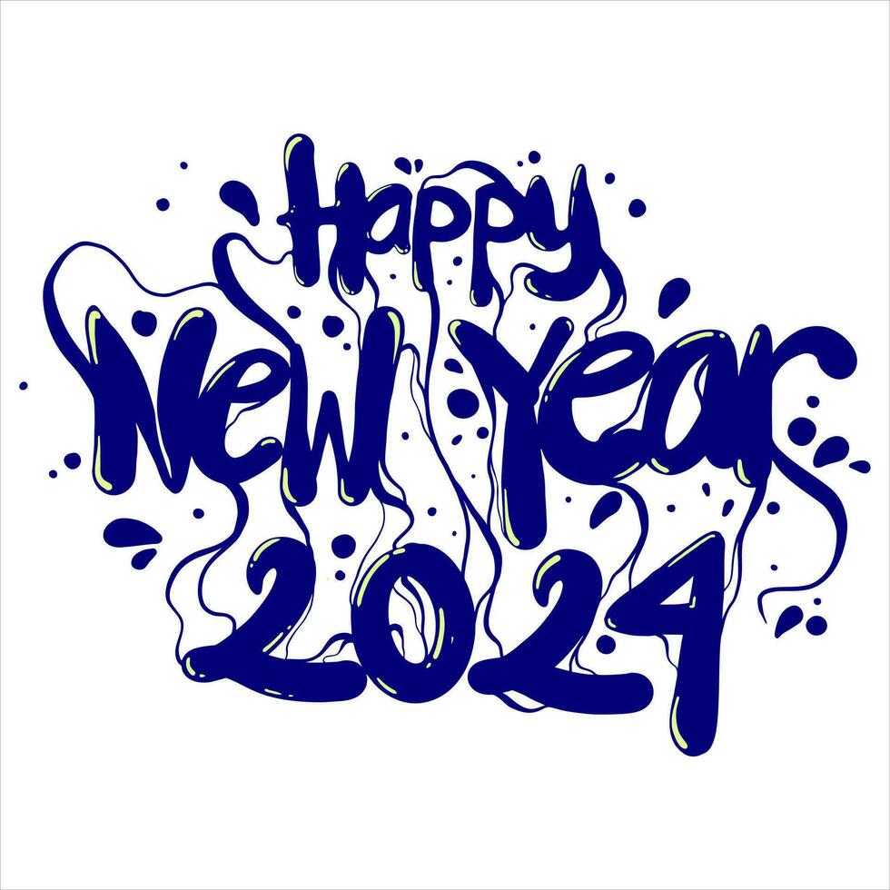 Happy new year 2024 vector with liquid style