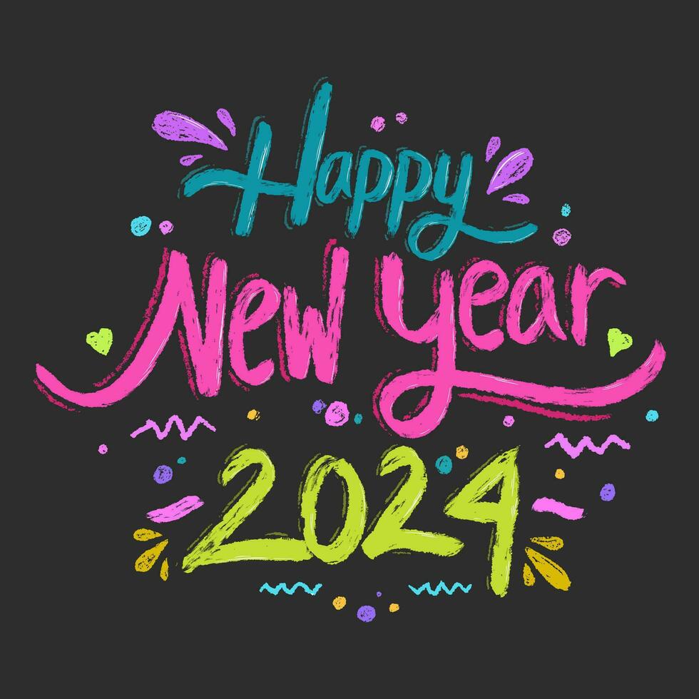 2024 Happy New Year , Colorful Typography vector