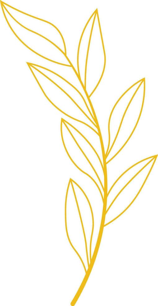 Botanical golden illustration of a leaves branch for wedding invitation and cards vector