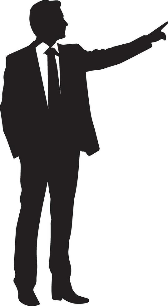 Business man direction with hand vector silhouette