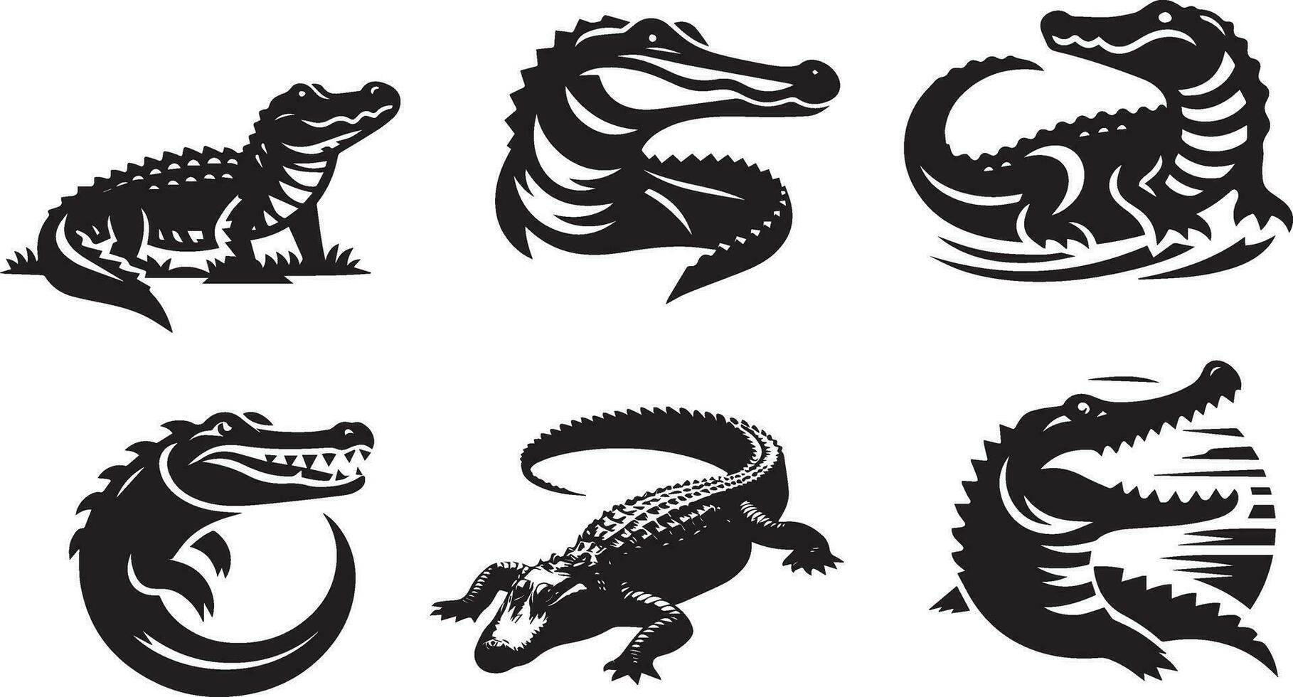 Crocodile vector silhouette illustration black color