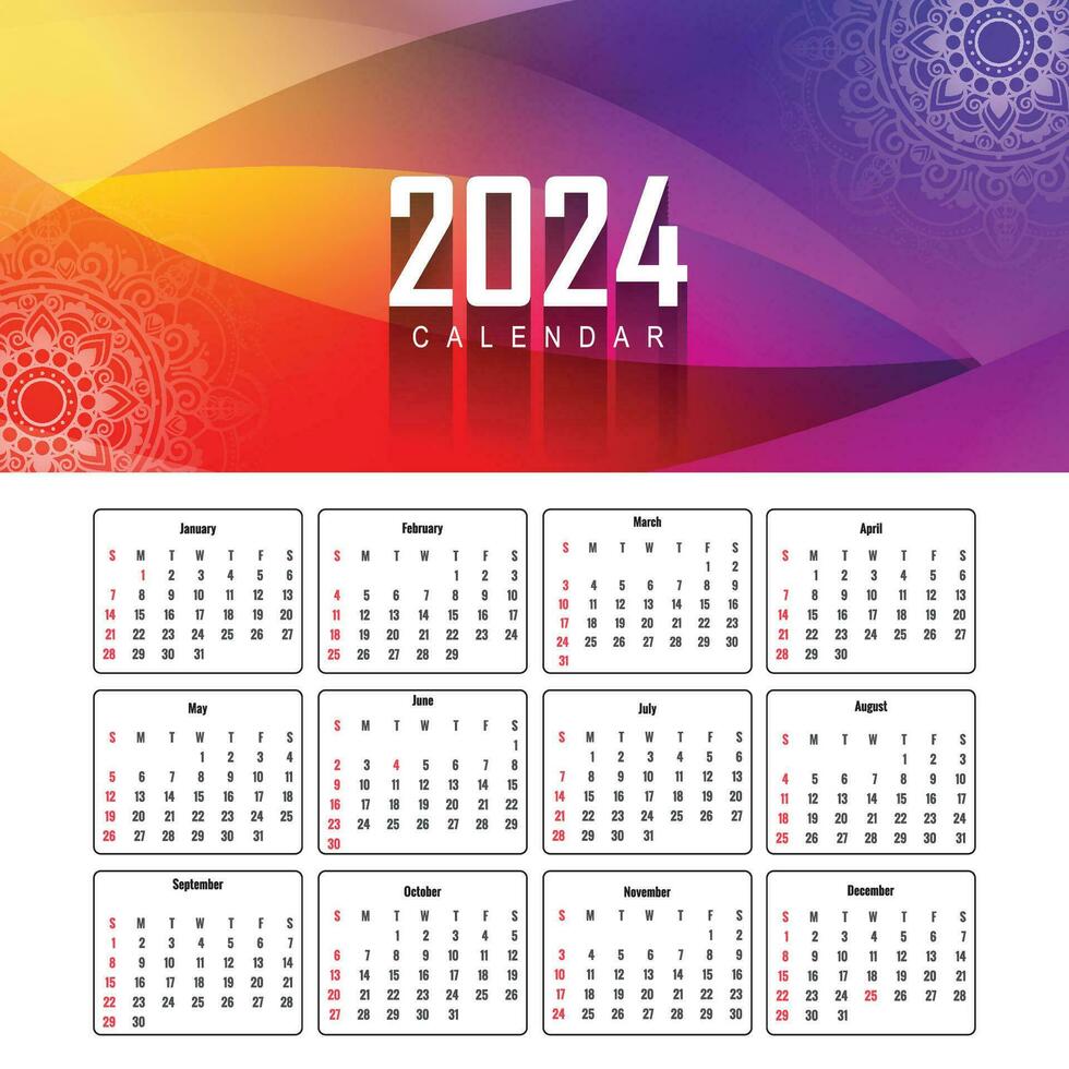 2024 new year stylish calendar background vector