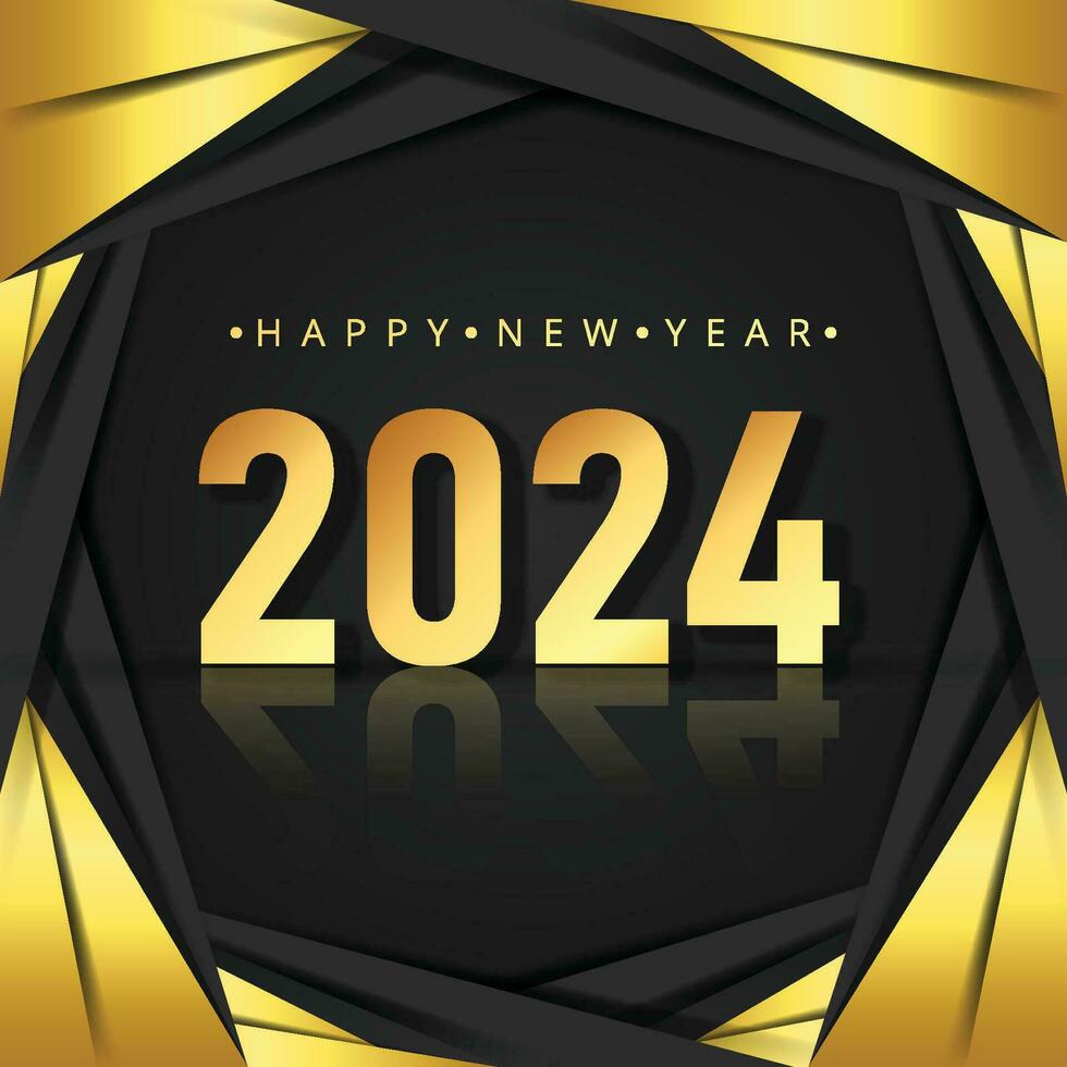 Happy new year 2024 invitation card beautiful background vector