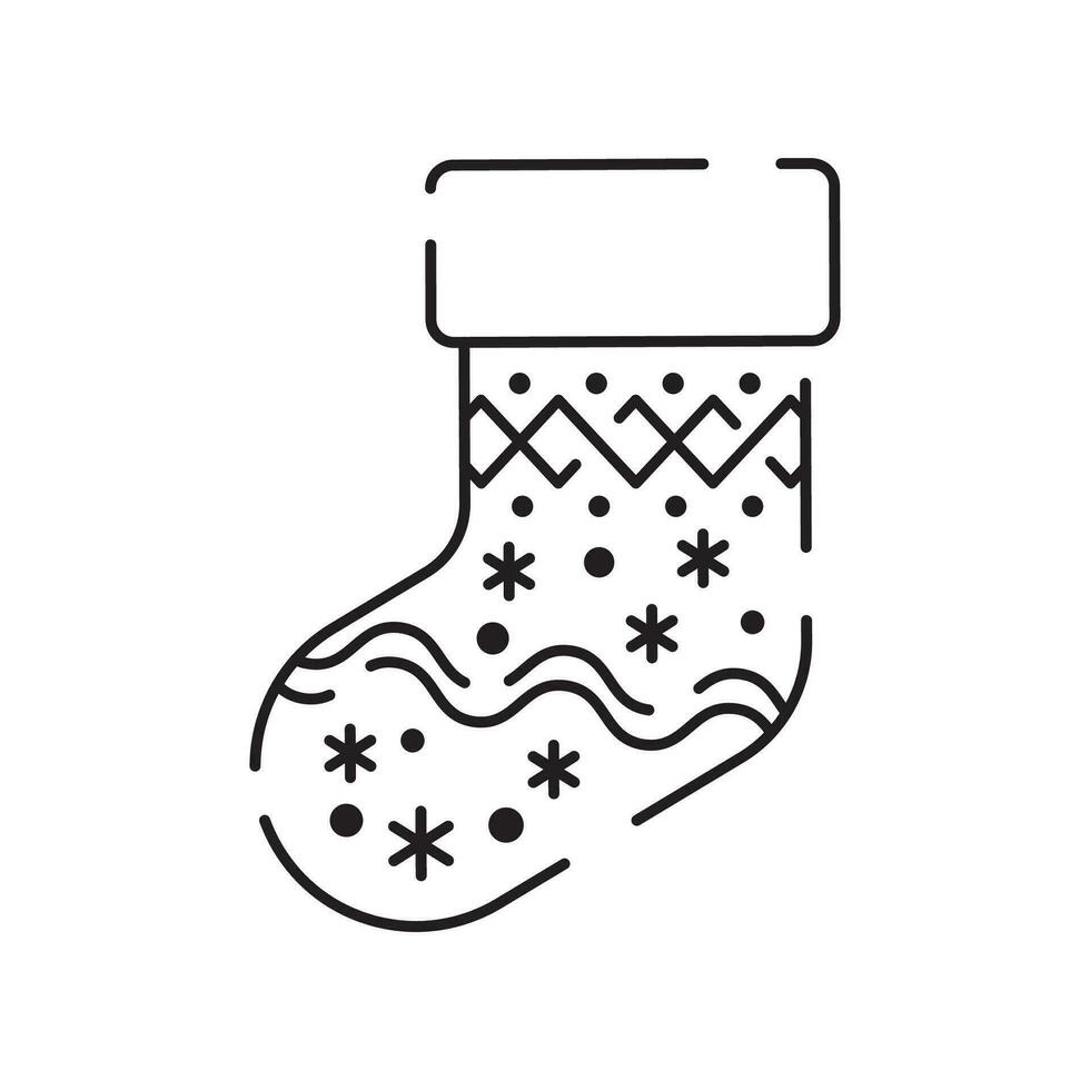 Outline of a Christmas sock line icon Vector illustration. Happy New Year.