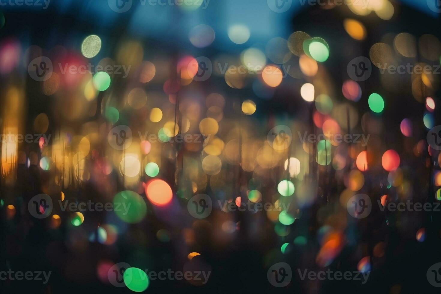 AI generated Bokeh background with colorful lights. Festive backdrop. Ai generated photo