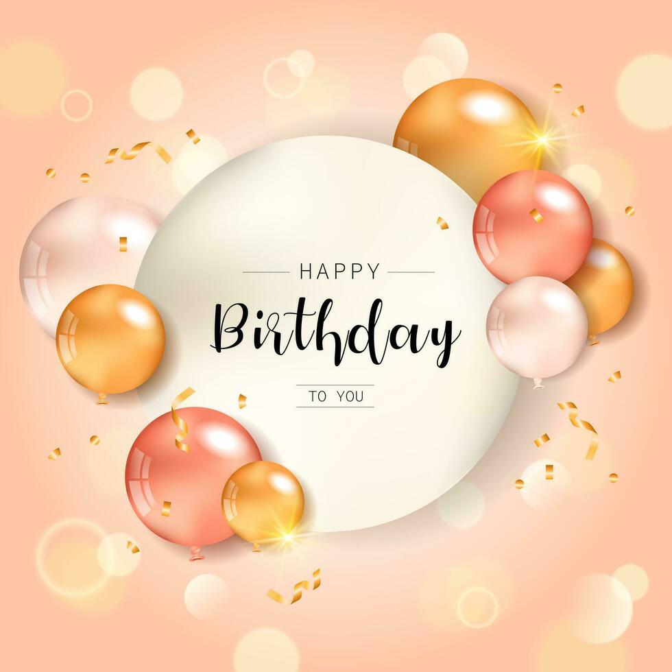 Happy Birthday congratulations banner design with Confetti, Colorful Balloons for Party Holiday Background. vector