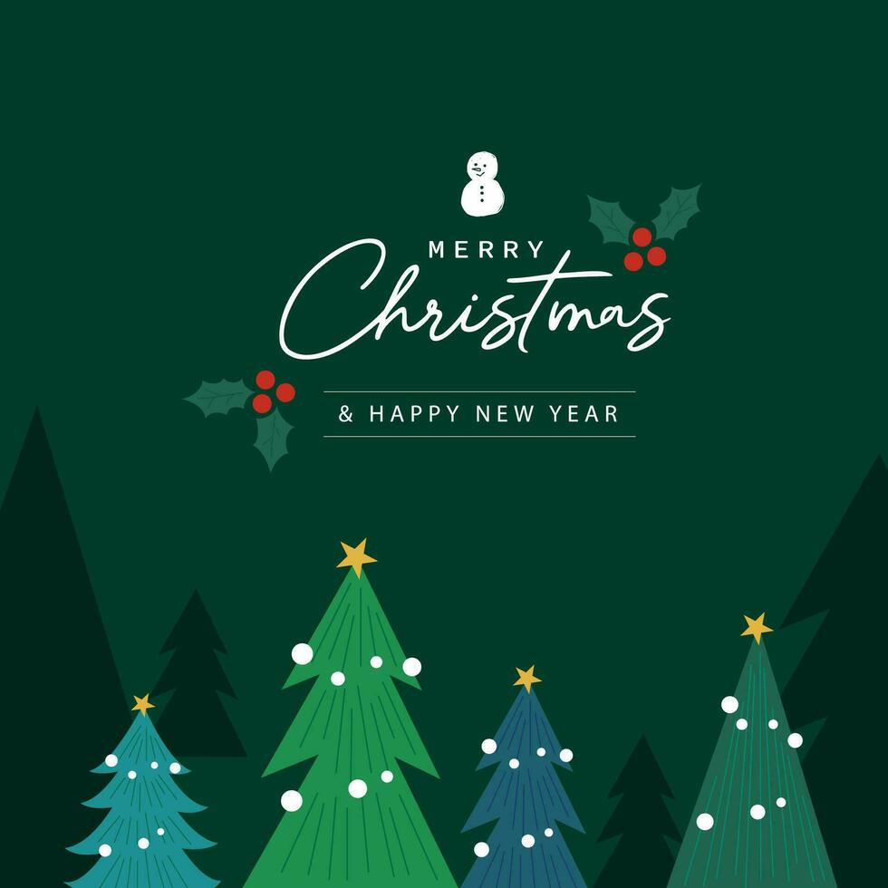 Merry Christmas note paper vector illustration with Christmas tree background.