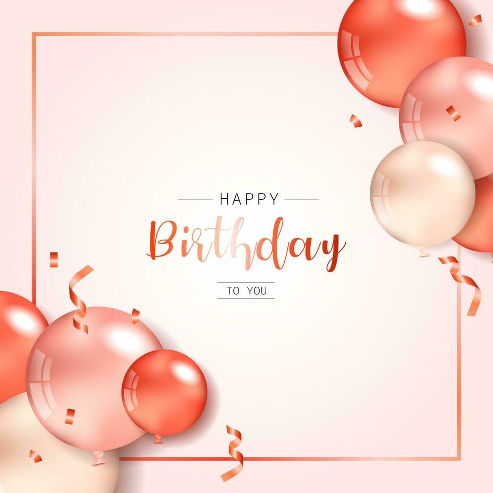 Happy Birthday congratulations banner design with Confetti, Balloons for Party Holiday Background. vector