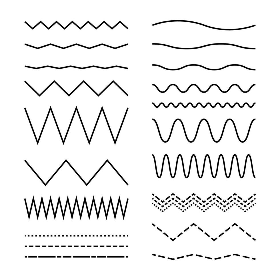 wavy and zigzag line collection vector