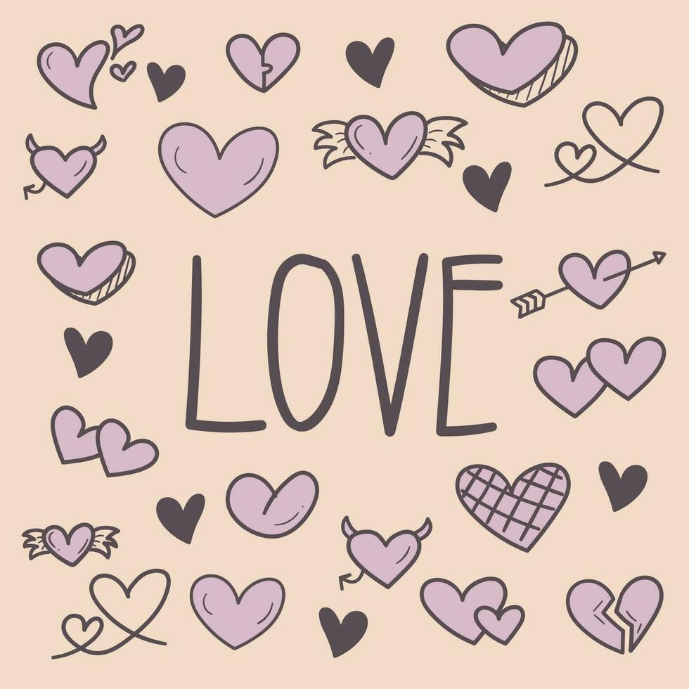 doodle love collection vector
