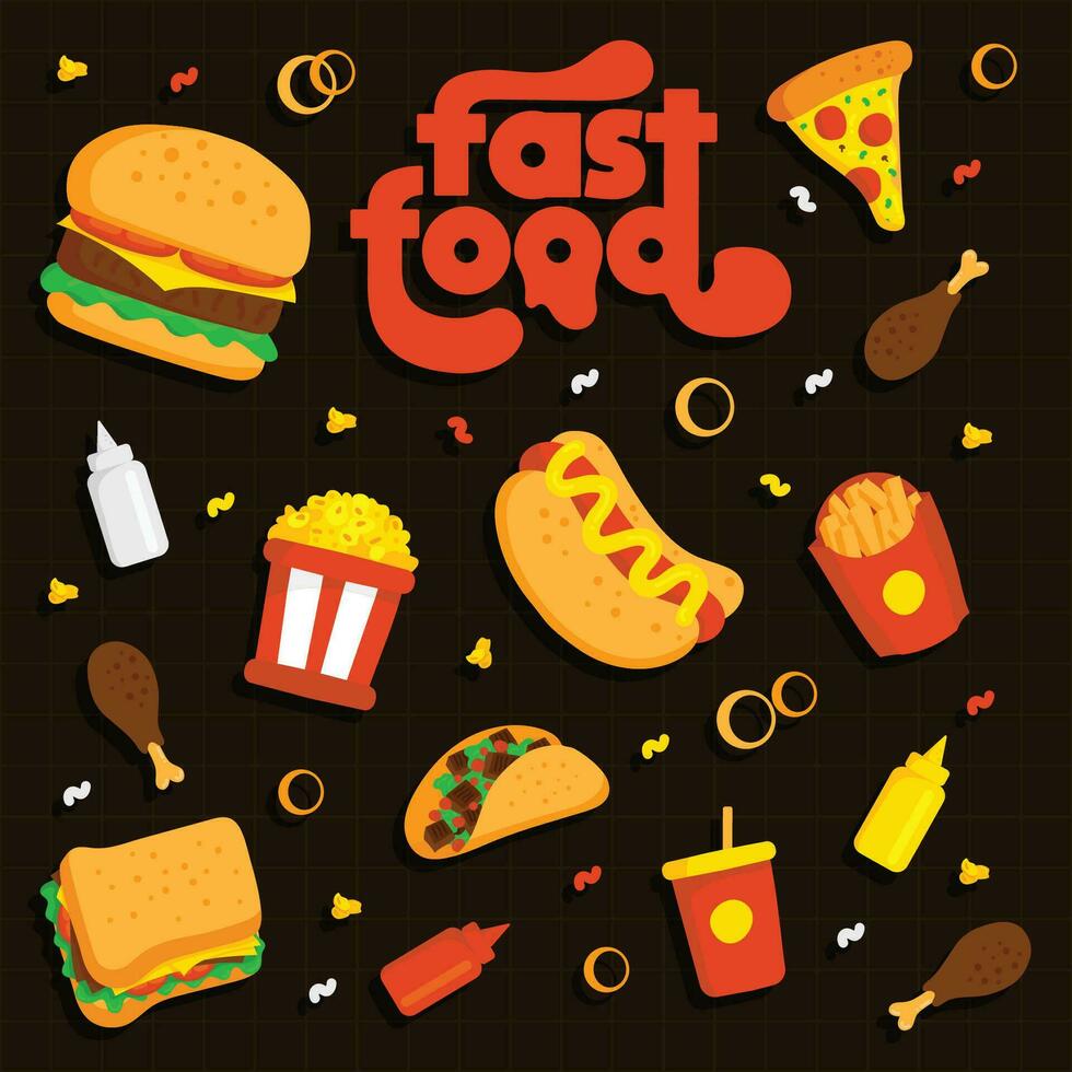 vector of fast food doodle