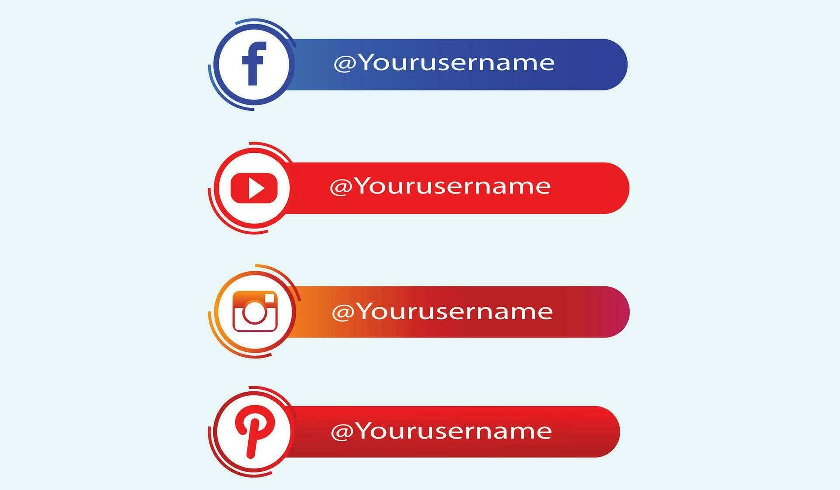 social media lower third set collection vector