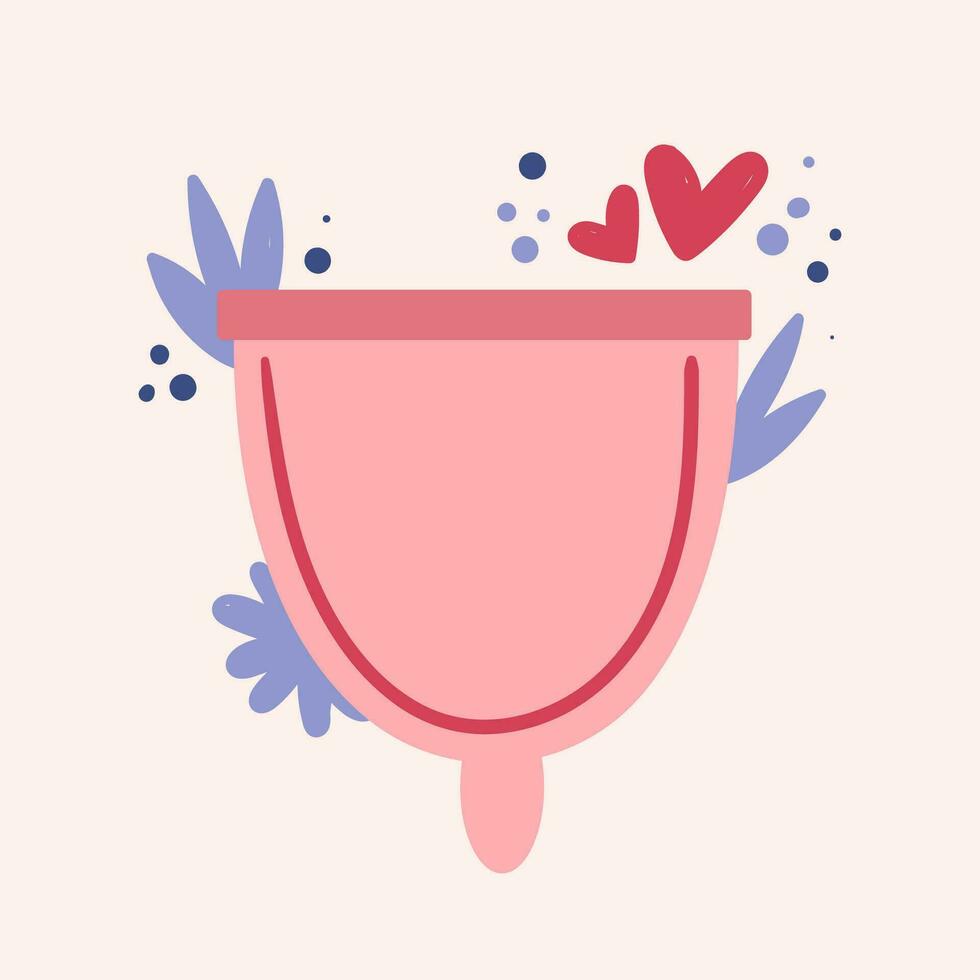 Menstrual cup. Eco protection for woman in critical days. Flat vector illustration.