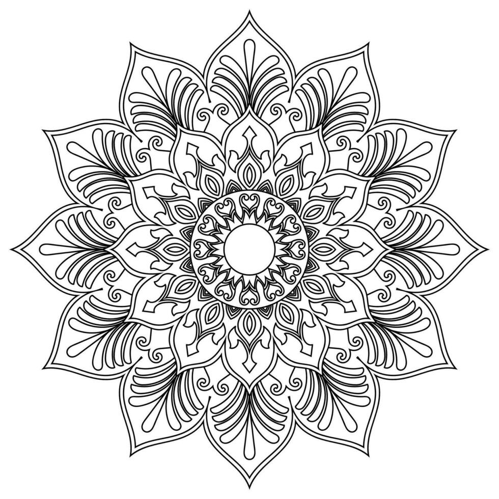 negro mandala líneas en un blanco antecedentes para colorante. vector