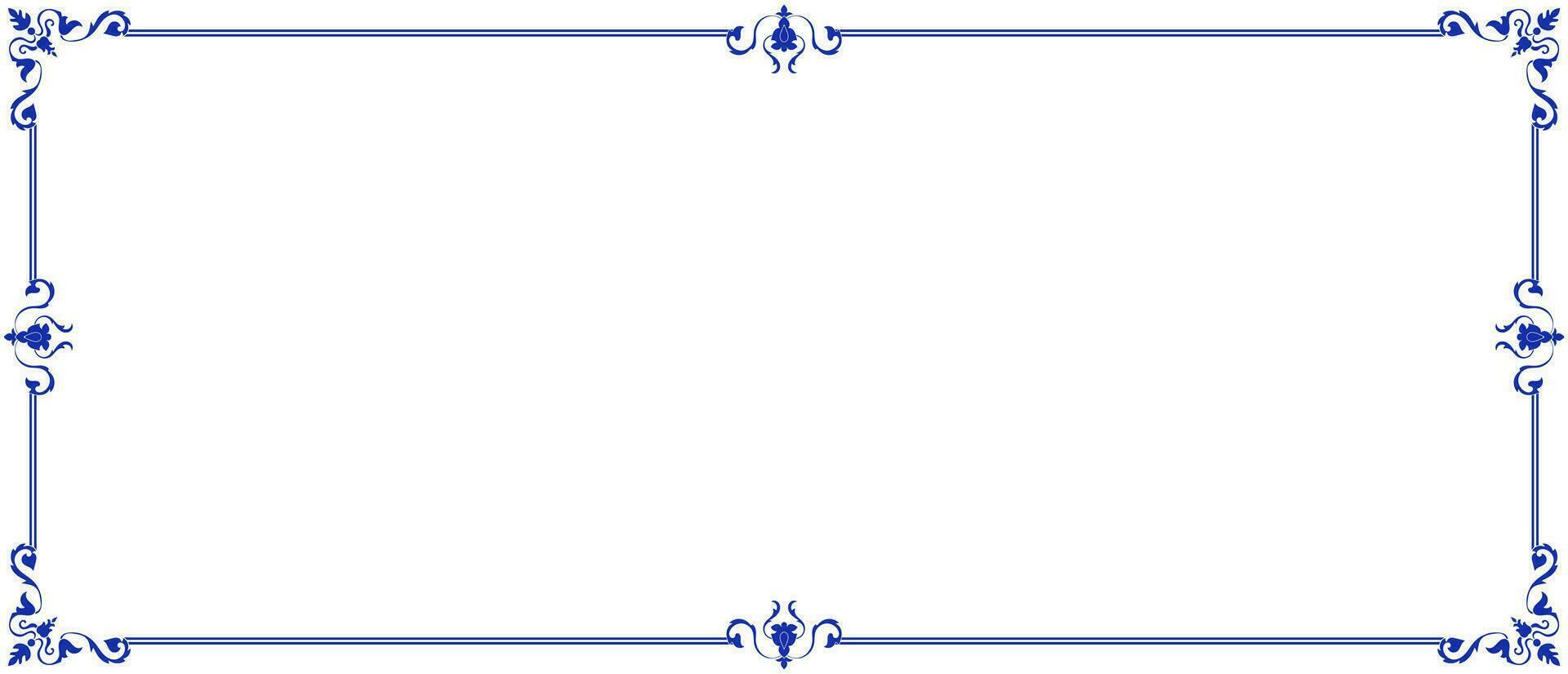 Blue Thai pattern frame for printing envelopes or printing paper. vector