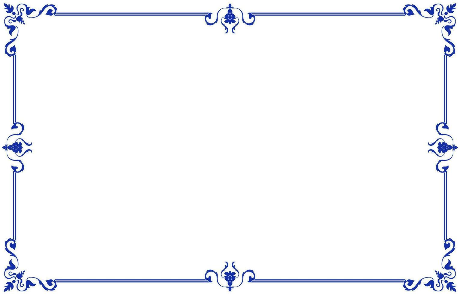Blue Thai pattern frame for printing envelopes or printing paper. vector