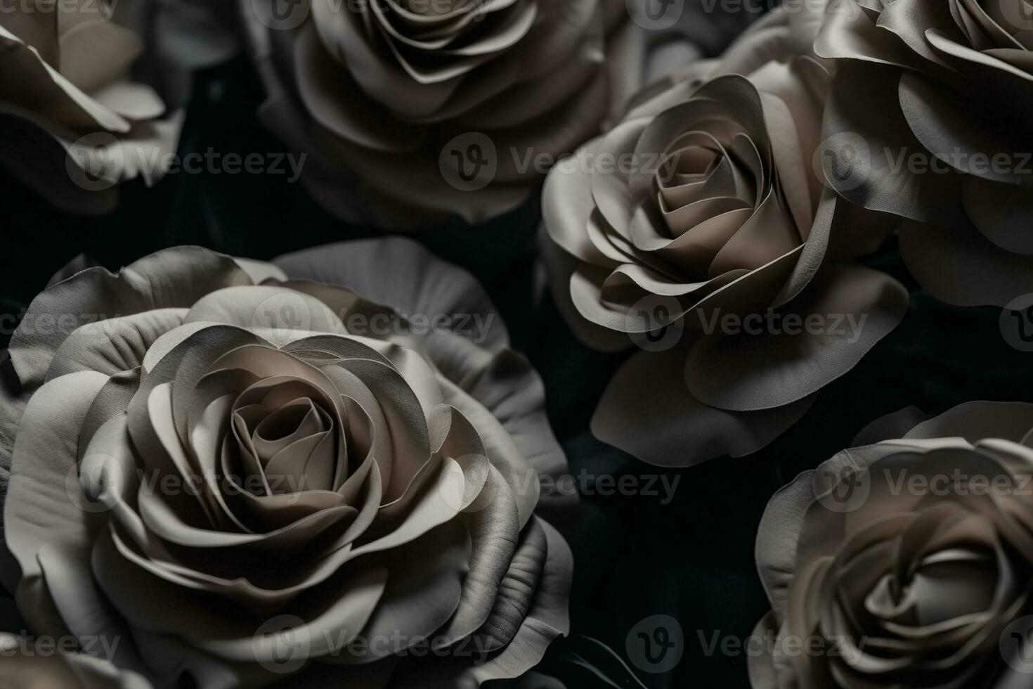 AI generated Beige roses dark moody romantic background. Ai generated photo