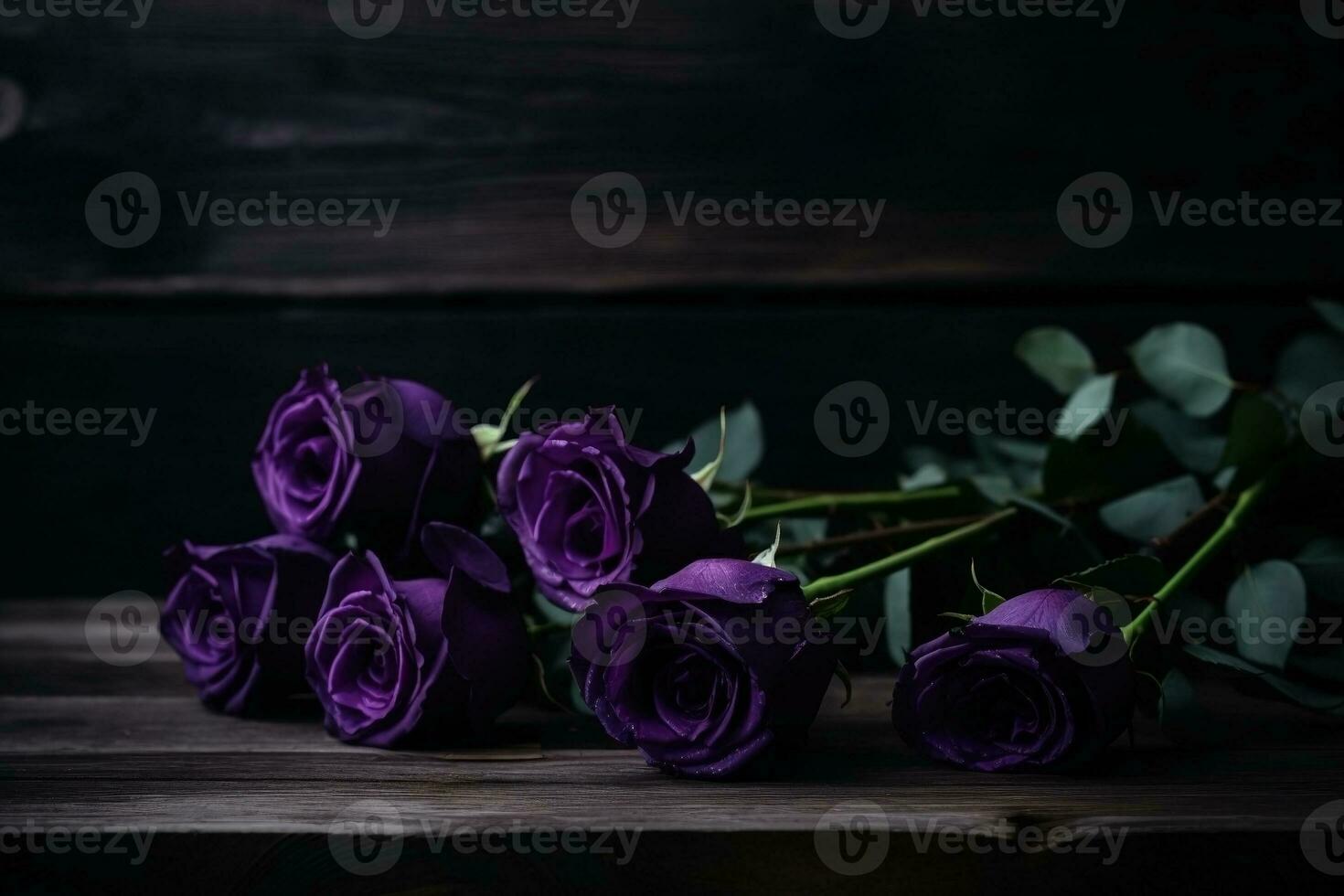 ai generado púrpura rosas oscuro temperamental romántico antecedentes. de cerca flores tarjeta fondo. ai generado foto