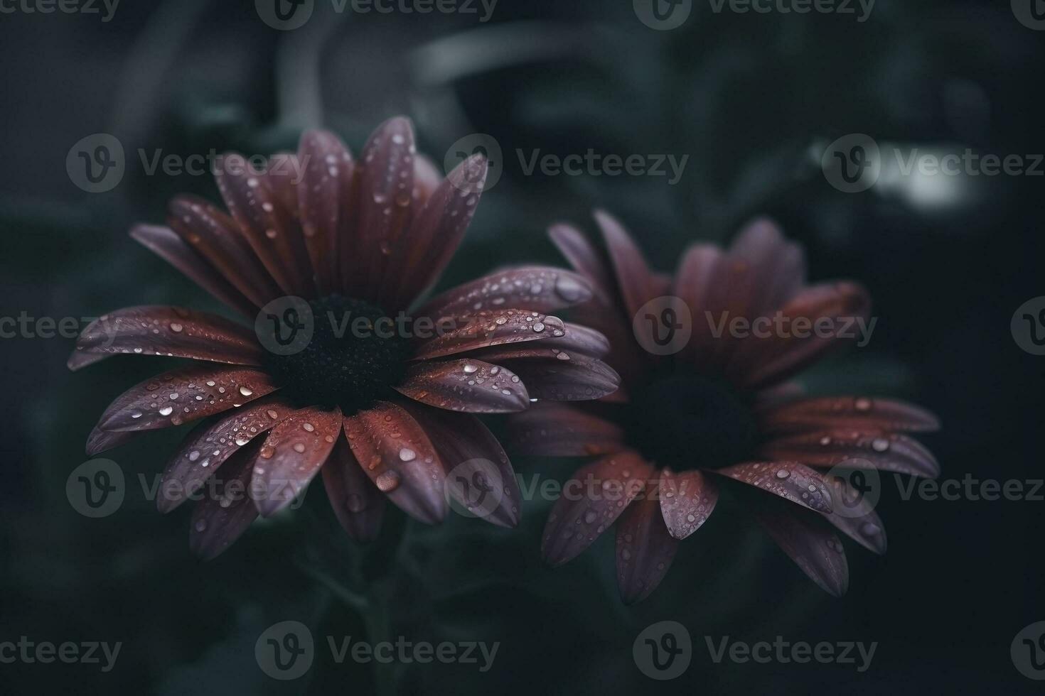AI generated Flowers close-up dark romantic background. Flowers wallpaper. Ai generated photo