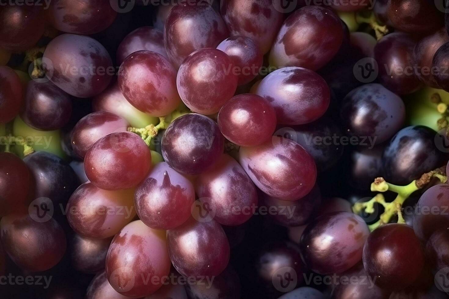 AI generated Black grapes as background. Top view of natural grape, full screen image photo