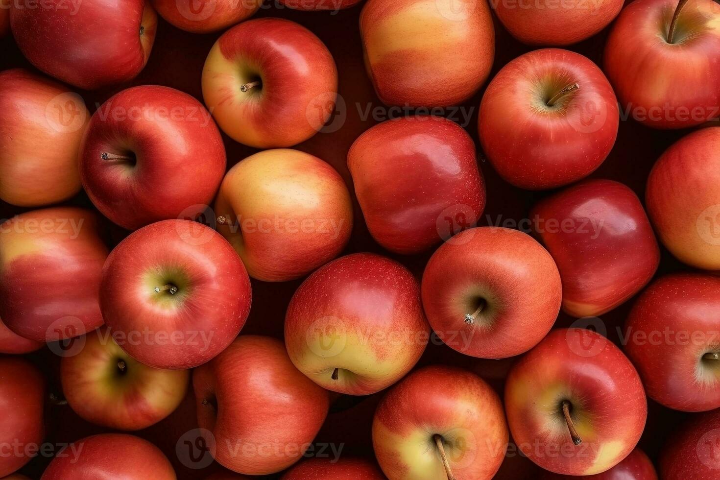 AI generated Fresh ripe red apples as background. Top view of natural apples, full screen image photo