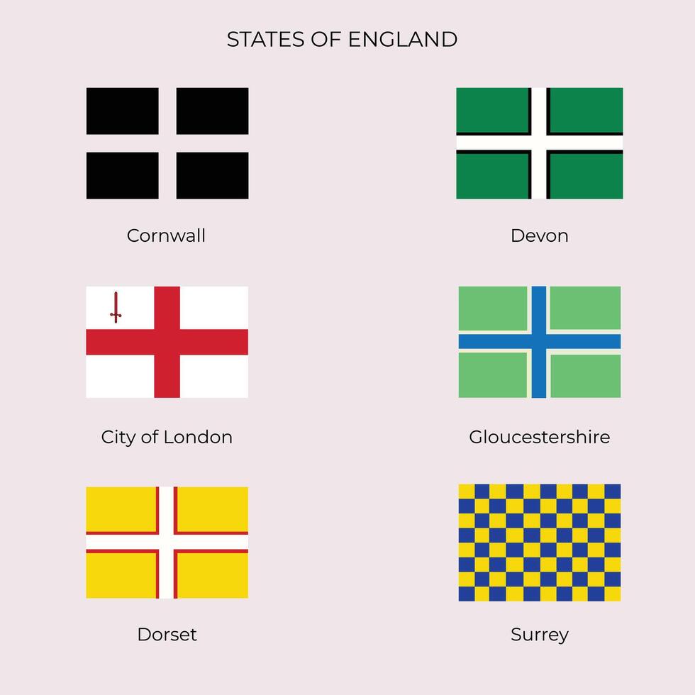 Set flags of the counties of england vector