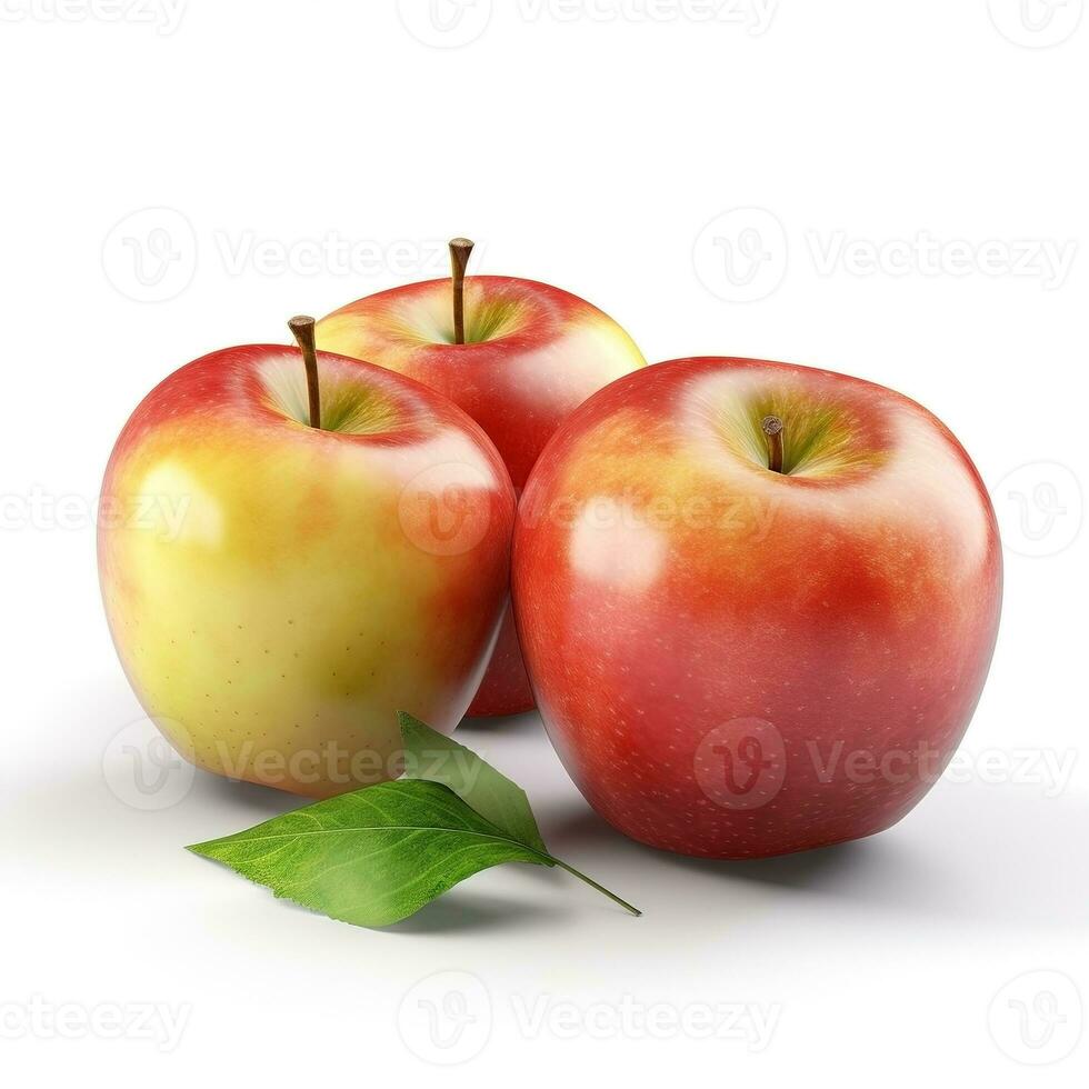 ai generado manzanas en blanco antecedentes. Fresco frutas sano comida concepto foto