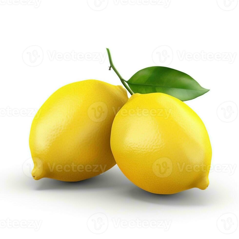 AI generated Lemons on white background. Fresh fruits. Healthy food concept photo