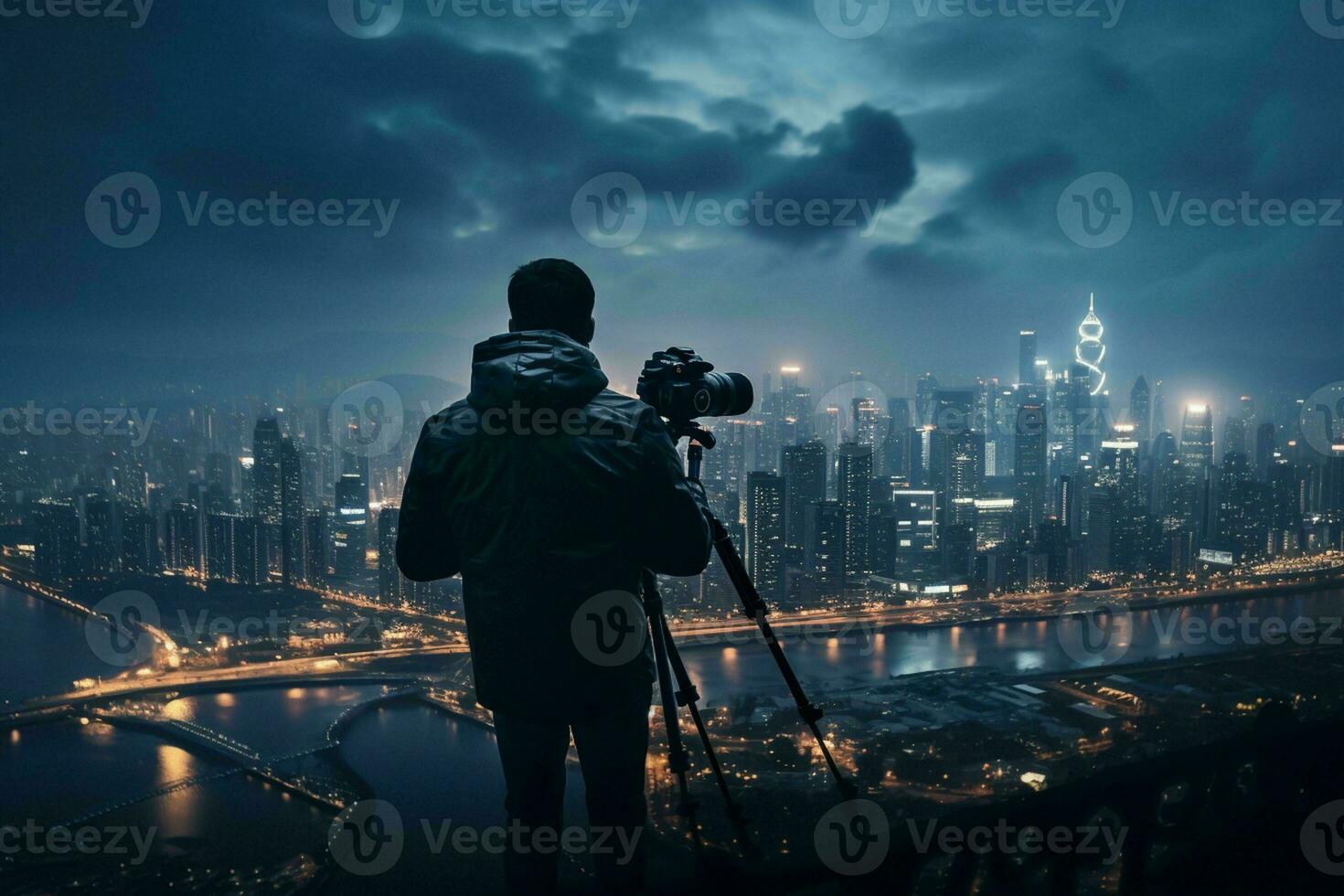 AI generated A photographer capturing mesmerizing cityscapes photo