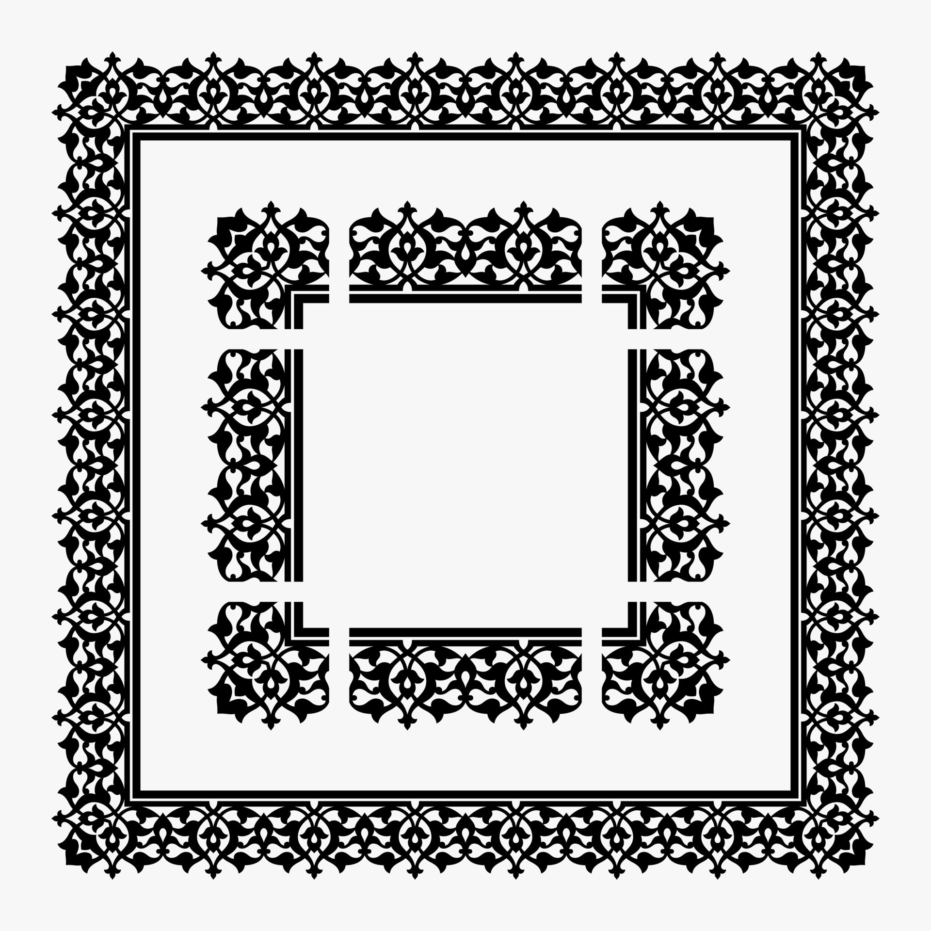 Ornamental decorative page frame element sets. Vector border template