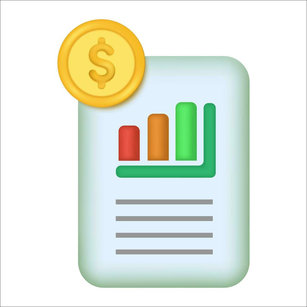 Document or note with coin icon. Financial records icon for logo, templates, web design and infographics vector