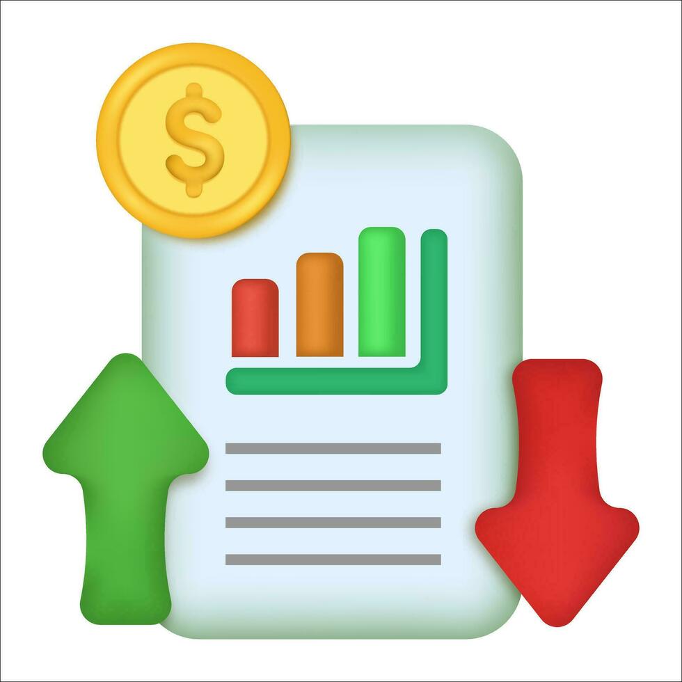 Profit and loss financial icon. Up and down arrows. financial records concept. vector