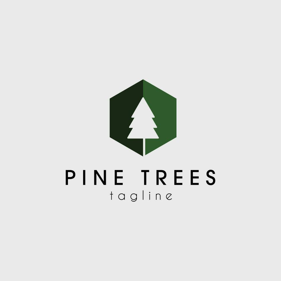 pino arboles logo vector diseño