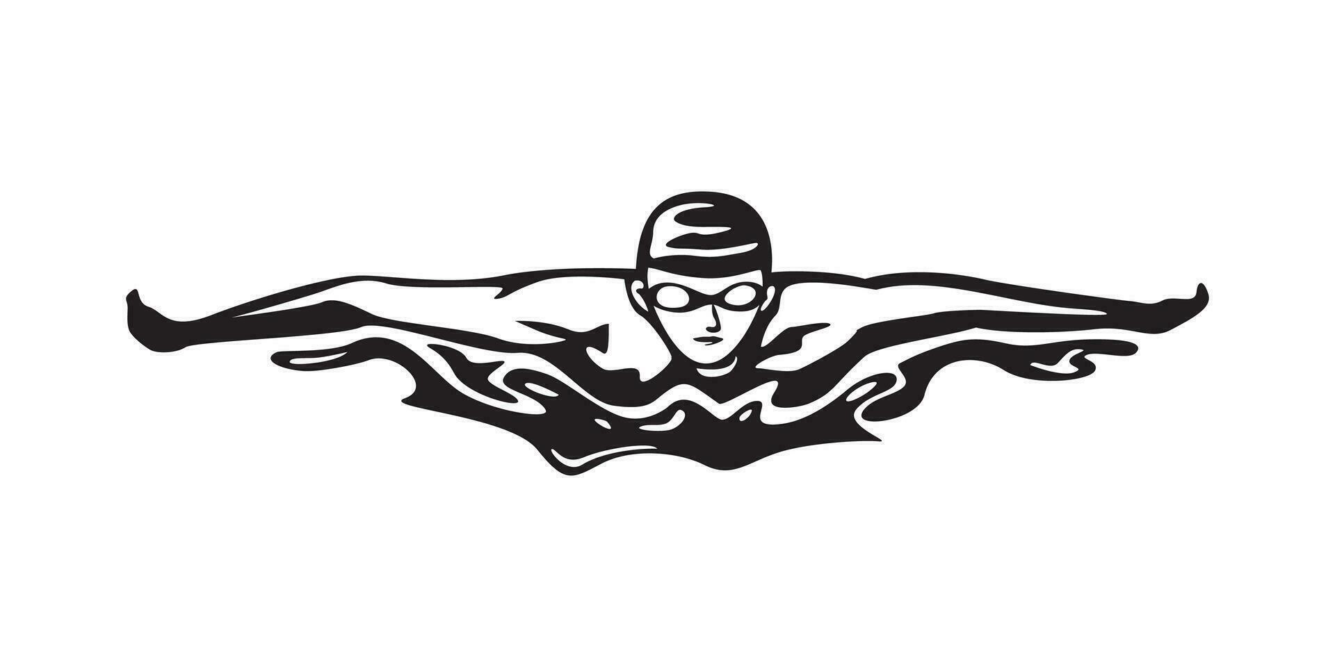 swimmer silhouette. water sport vector illustration. professional man athlete.