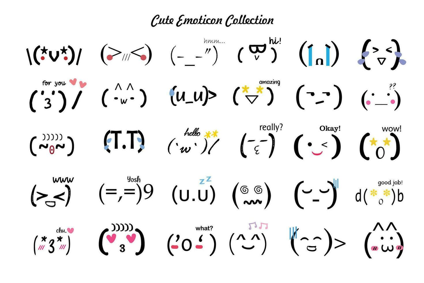 Cute Asian Emoticon Design Collection vector