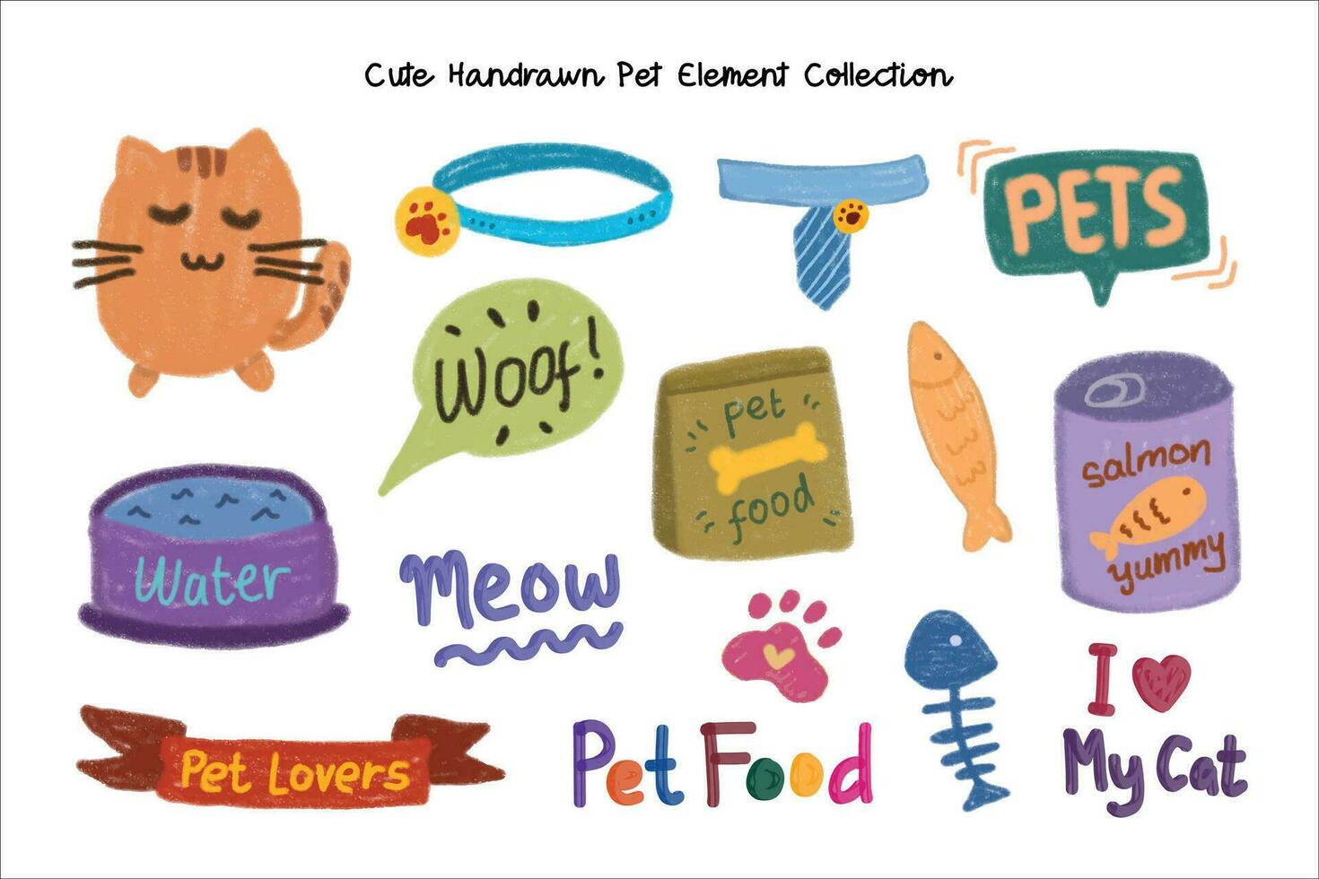 Cute Hand Drawn Pet Element vector