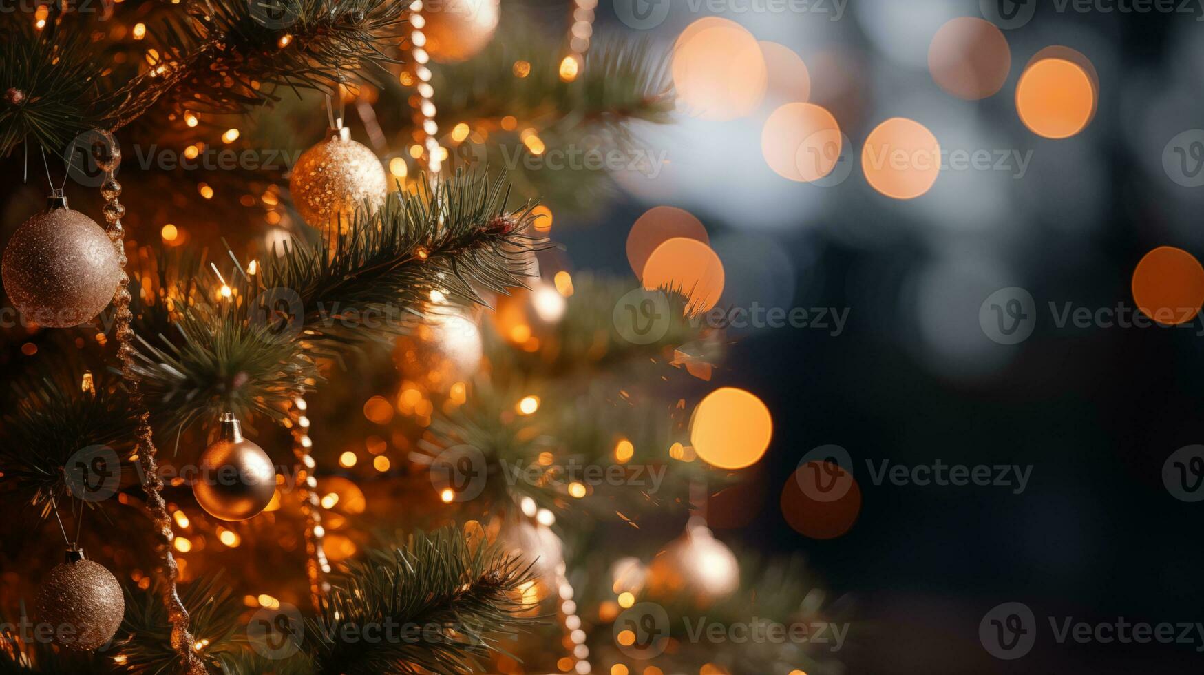 AI generated Christmas tree branches green trees natural color background photo