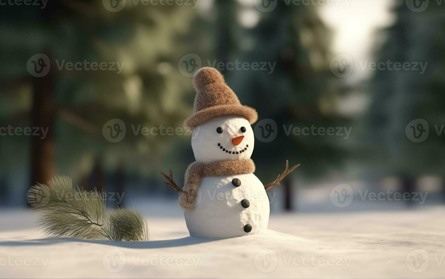 AI generated Happy cute snowman smiling with big eyes photo