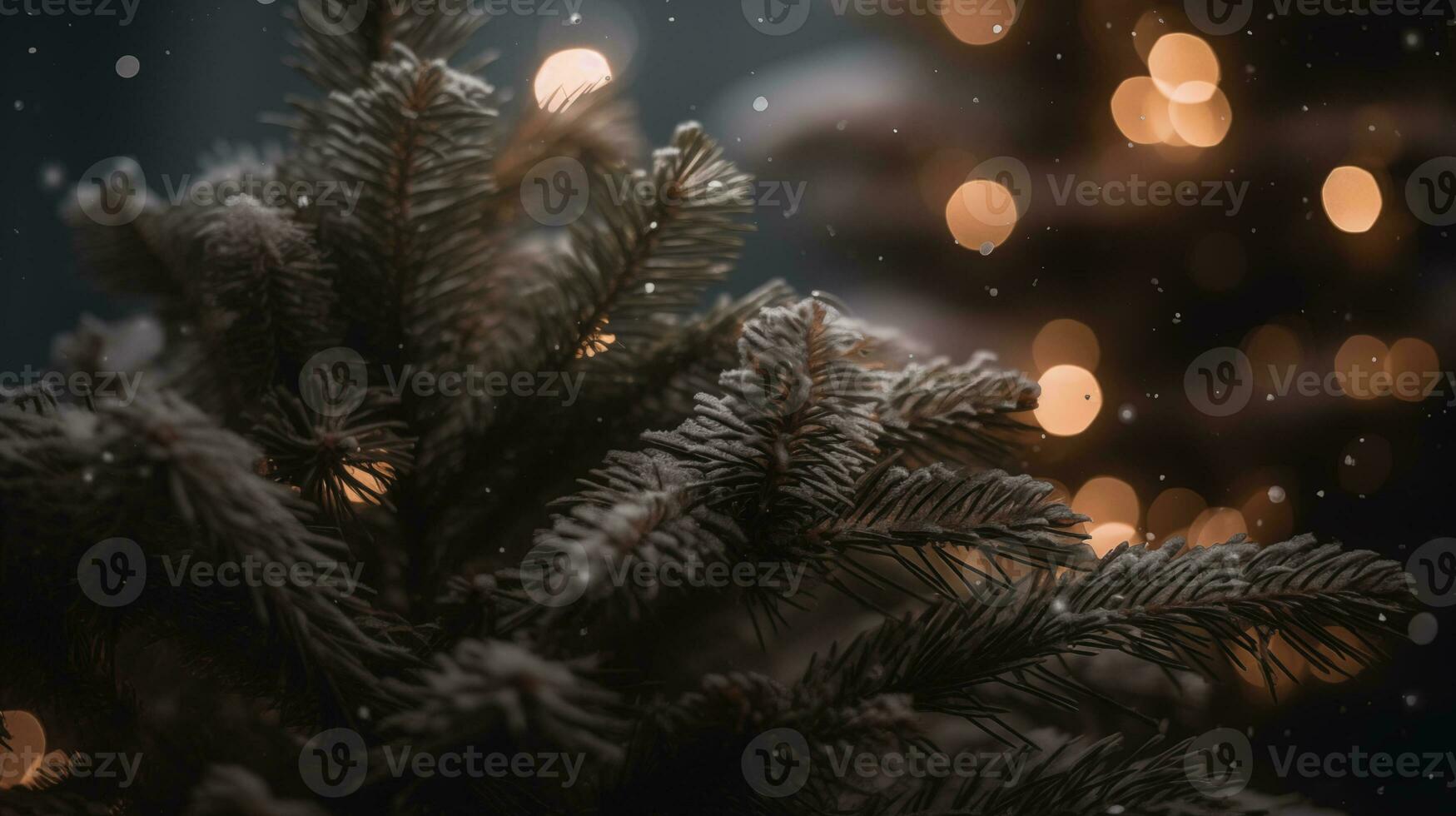 AI generated Christmas tree branches green trees natural color background photo