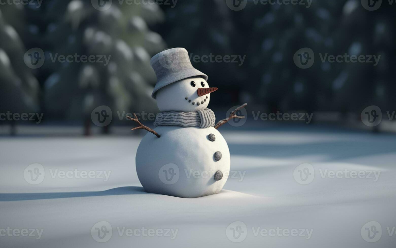 AI generated Happy cute snowman smiling with big eyes photo