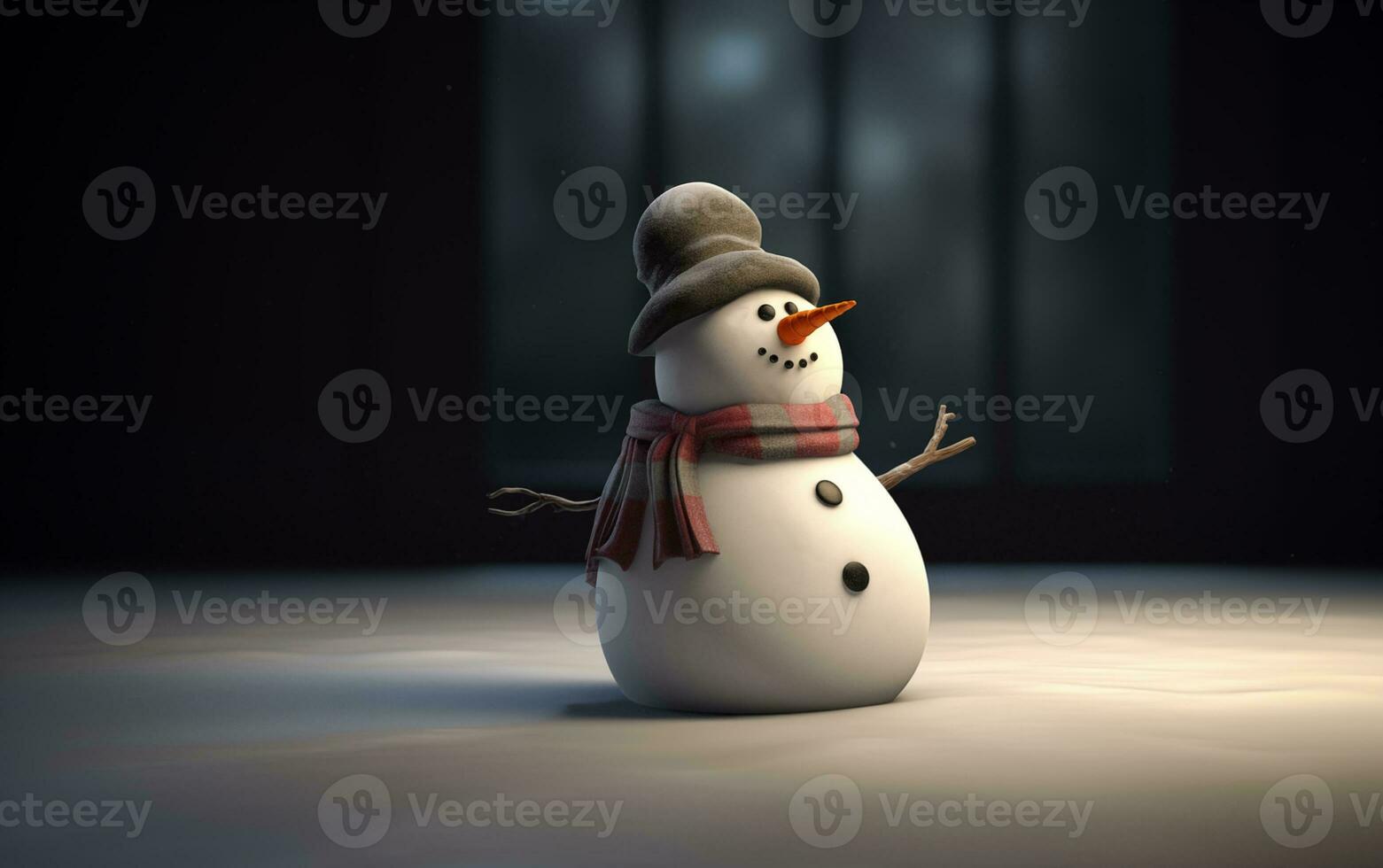 AI generated Happy cute snowman smiling with big eyes photo