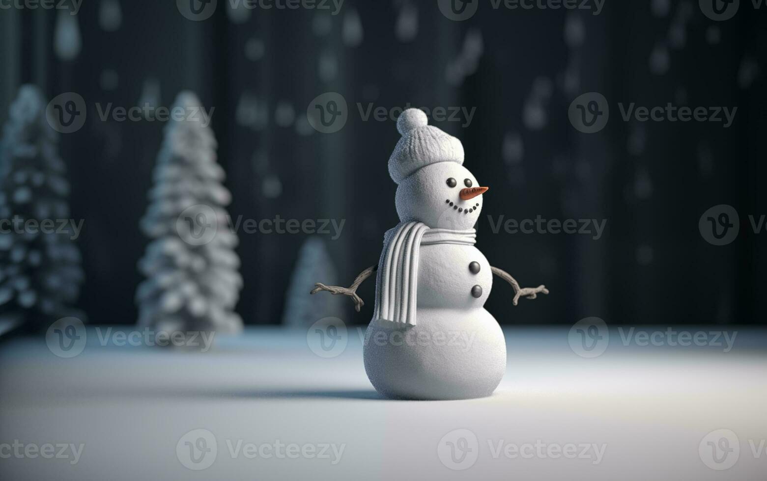 AI generated Happy cute snowman smiling with big eyes photo