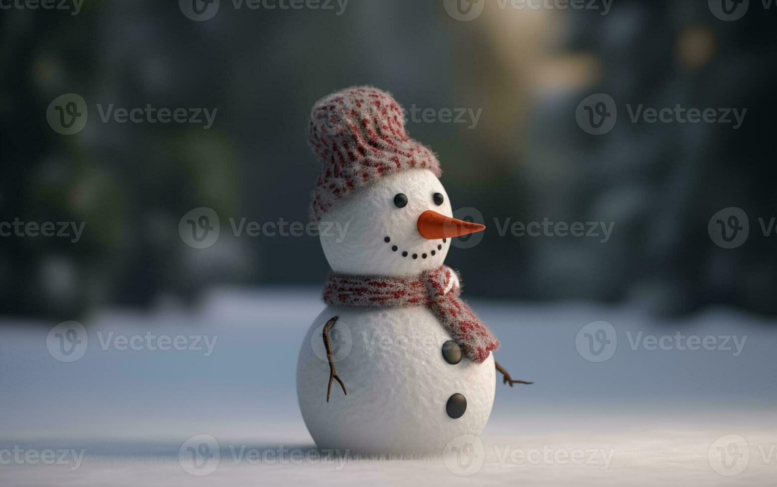 AI generated Happy cute snowman smiling with big eyes photo