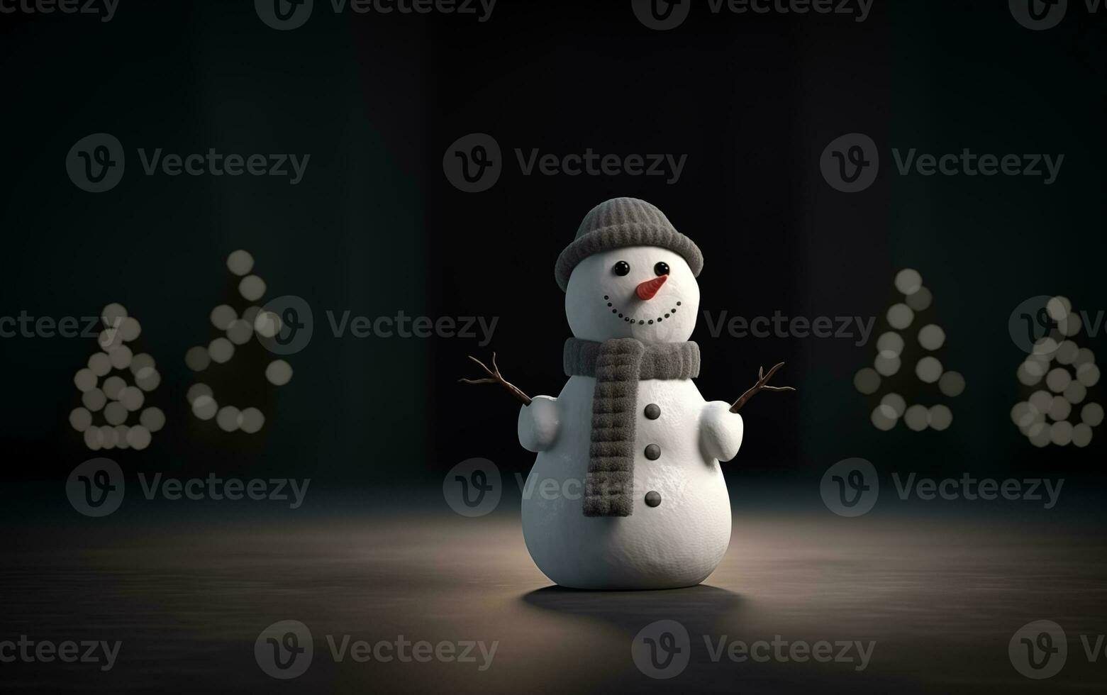 AI generated Happy cute snowman smiling with big eyes photo