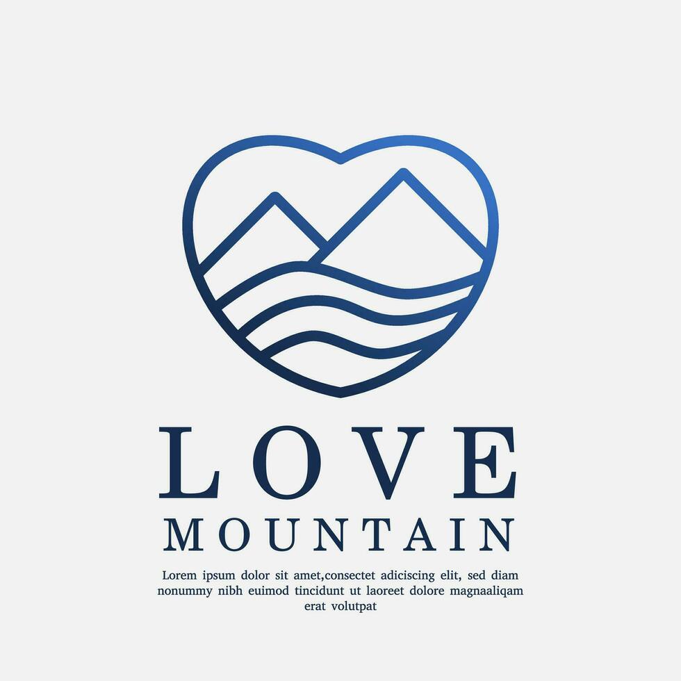 mountain heart logo design template vector