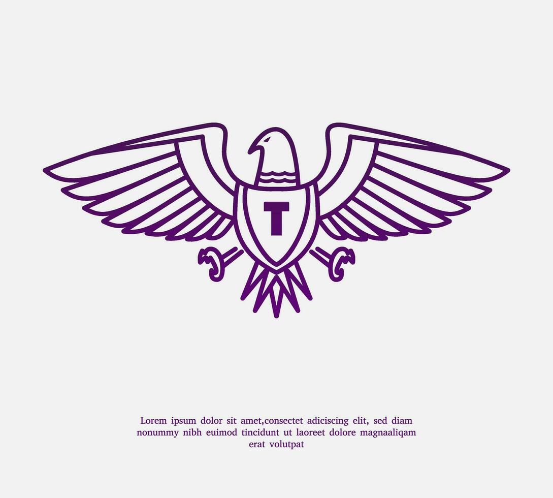 mono line hawk logo design template vector