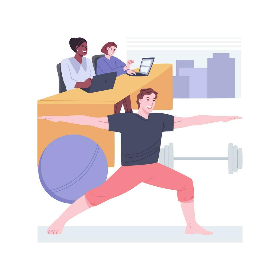 Office gym isolated cartoon vector illustrations.