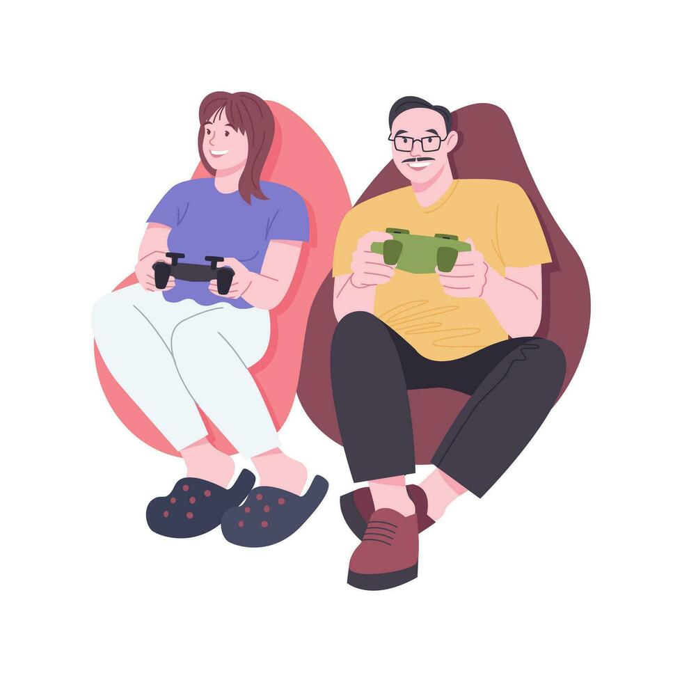 Video gaming lounge isolated cartoon vector illustrations.